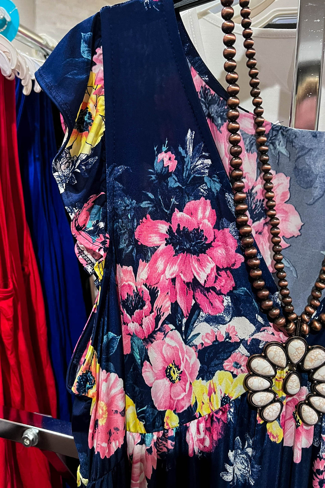 NAVY BLUE FLORAL DRESS---------SALE