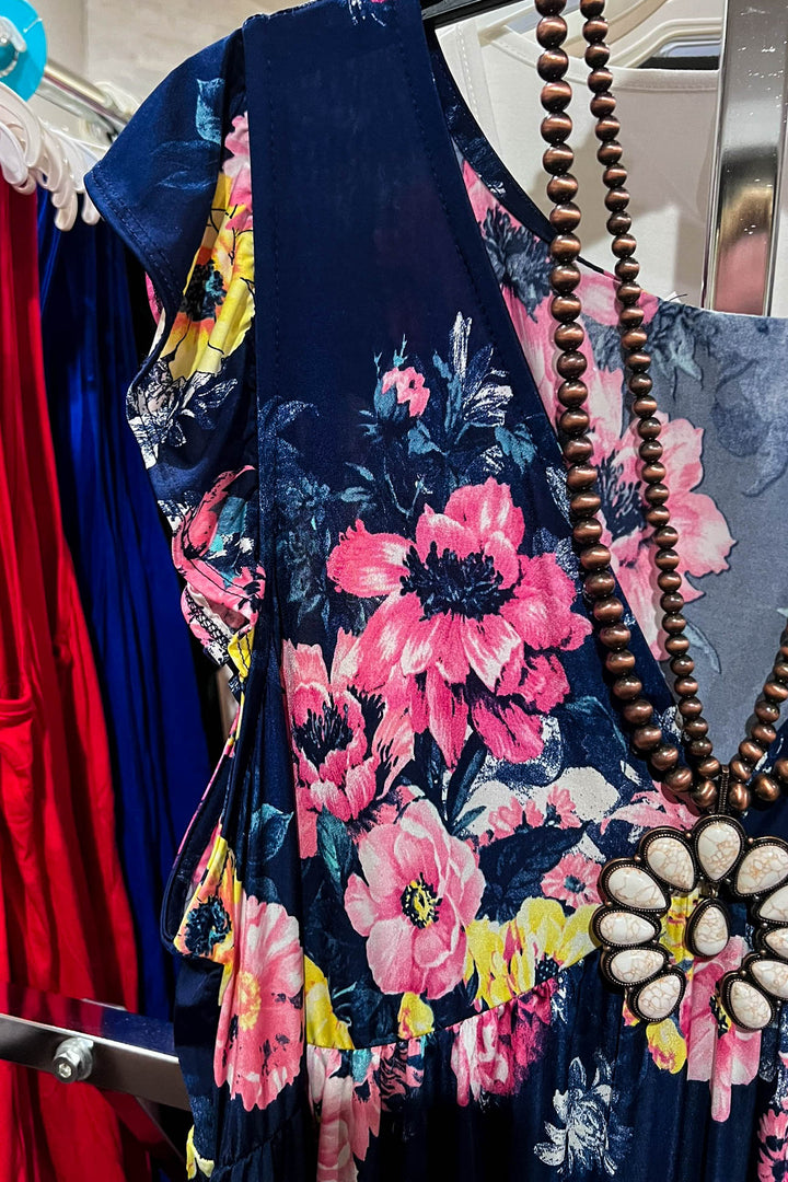 NAVY BLUE FLORAL DRESS---------SALE
