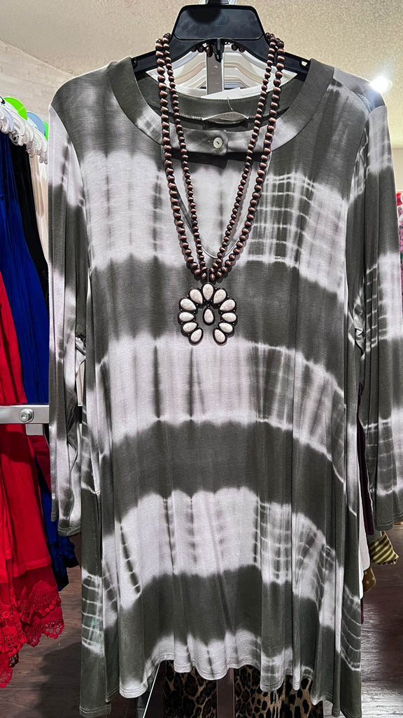 14-16 SIZE - TIE DYE TUNIC IN OLIVE ------------SALE