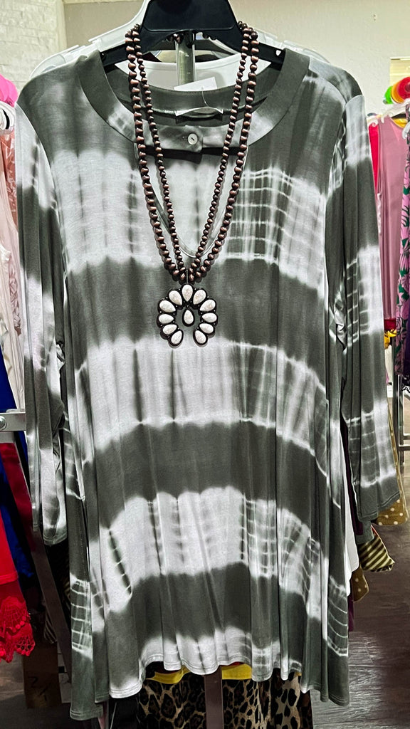 14-16 SIZE - TIE DYE TUNIC IN OLIVE ------------SALE