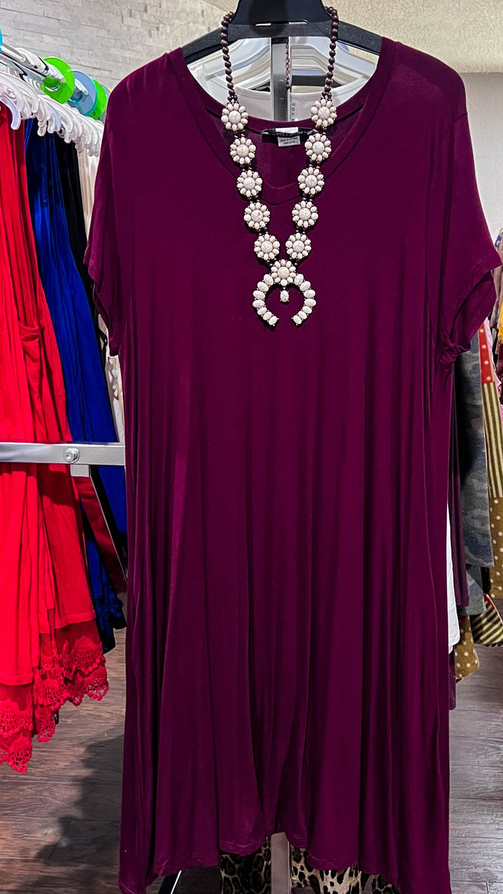 11-18 SIZE - BURGUNDY T-SHIRT DRESS