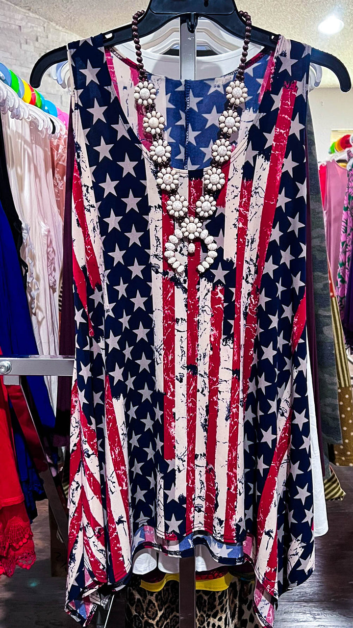 6-12 STARS & SPARKLES VINTAGE INSPIRED FLAG TUNIC---------------sale