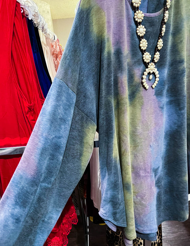TIE DYE SWEATER TUNIC IN MULTI-COLOR -------SALE