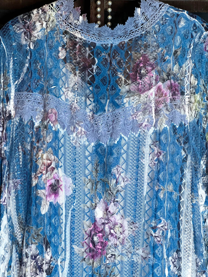 SWEETEST LOVE STORY TEAL FLORAL LACE CARDIGAN