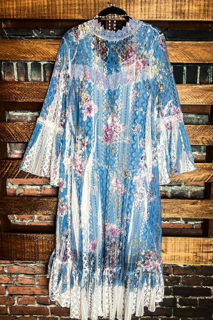 SWEETEST LOVE STORY TEAL FLORAL LACE CARDIGAN