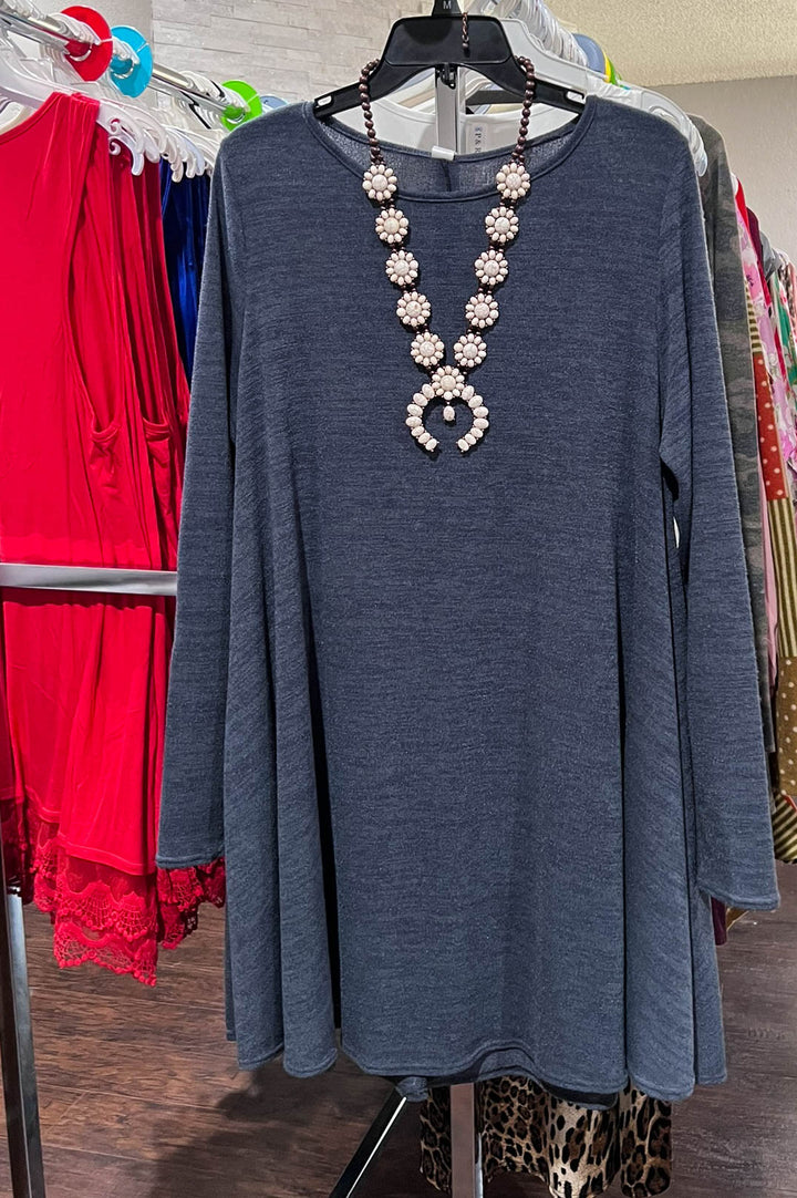 DRESS WITH CHARMING ELBOW PATCH IN DARK GRAY--------SALE