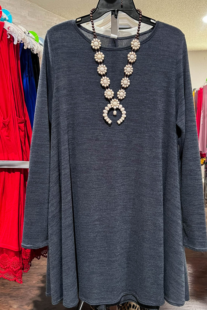 DRESS WITH CHARMING ELBOW PATCH IN DARK GRAY--------SALE