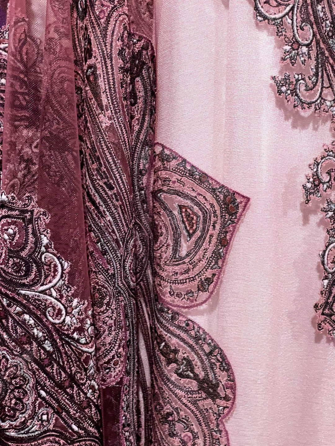 ENCHANTING WAYS VELVET & BURNOUT KIMONO IN OLD ROSE ---------SALE