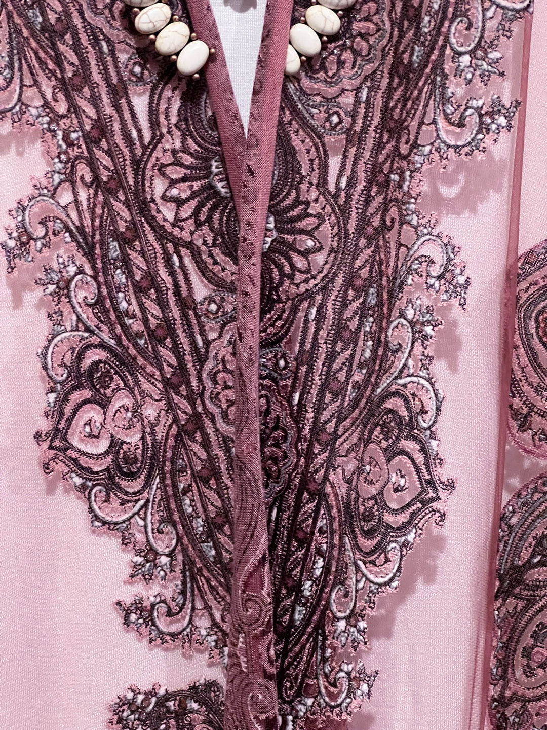 ENCHANTING WAYS VELVET & BURNOUT KIMONO IN OLD ROSE ---------SALE