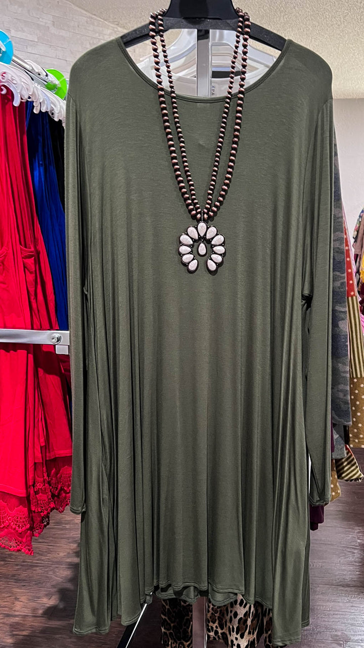 SIMPLE THINGS OLIVE COMFY CASUAL DRESS---------SALE