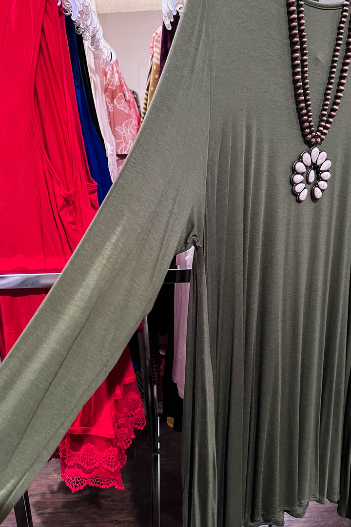 SIMPLE THINGS OLIVE COMFY CASUAL DRESS---------SALE