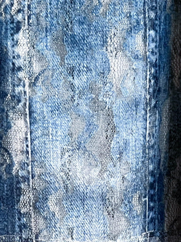 THE BEST LACE BLUE DENIM SLEEVELESS LONG TUNIC