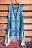THE BEST LACE BLUE DENIM SLEEVELESS LONG TUNIC