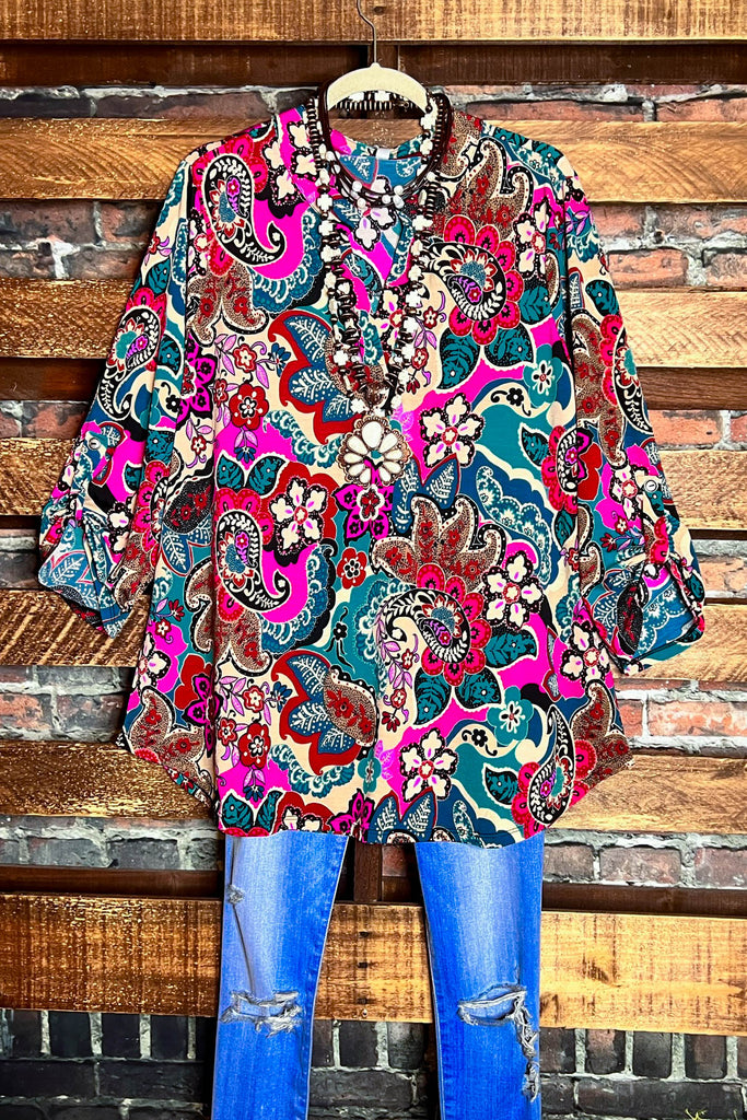A Beautiful Radiance Paisley Print Blouse in Multi-Color