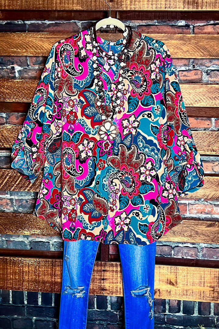 A Beautiful Radiance Paisley Print Blouse in Multi-Color
