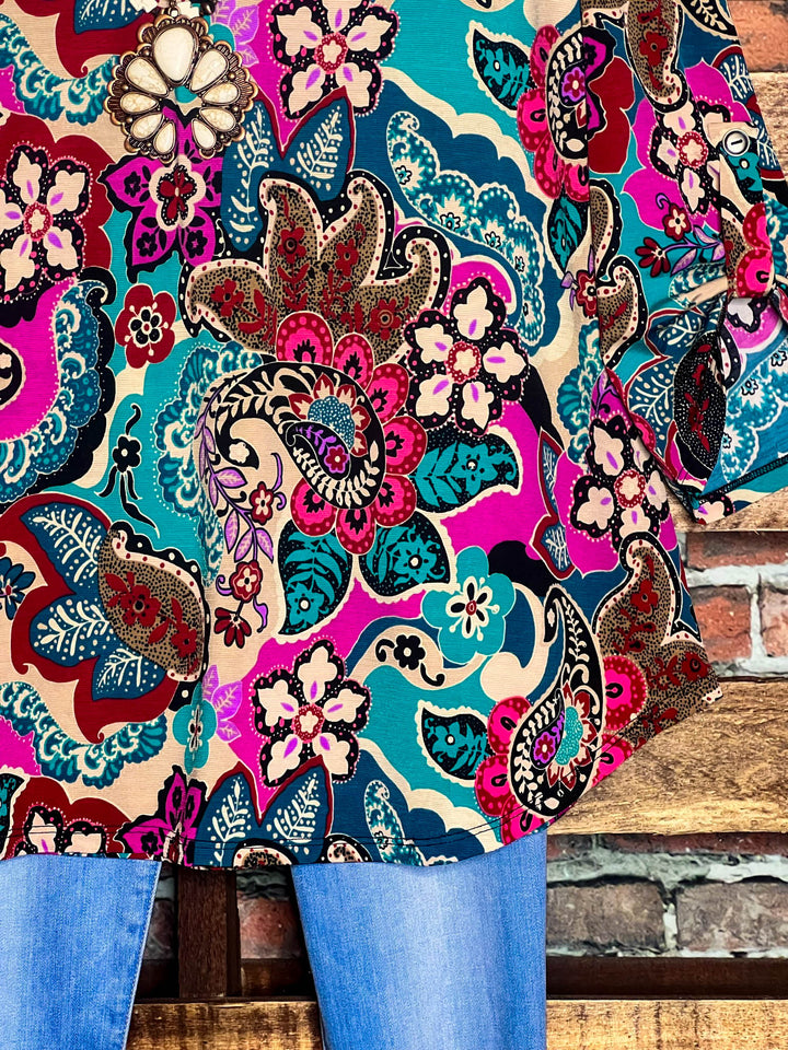 A Beautiful Radiance Paisley Print Blouse in Multi-Color