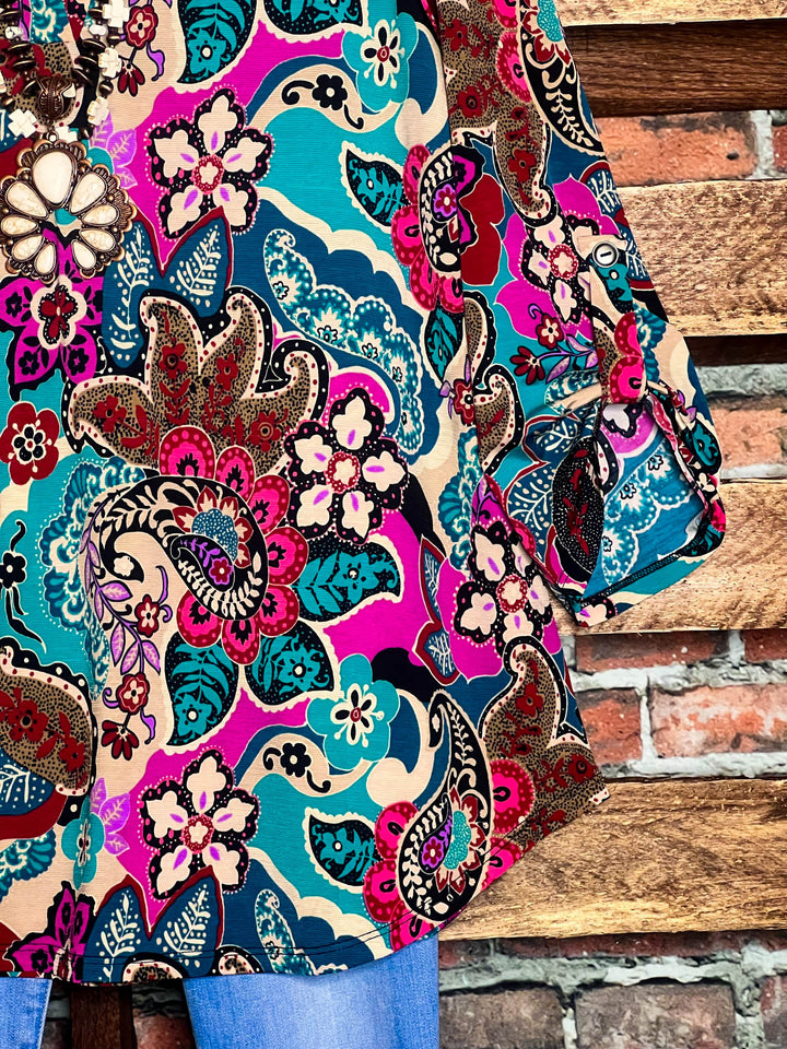 A Beautiful Radiance Paisley Print Blouse in Multi-Color