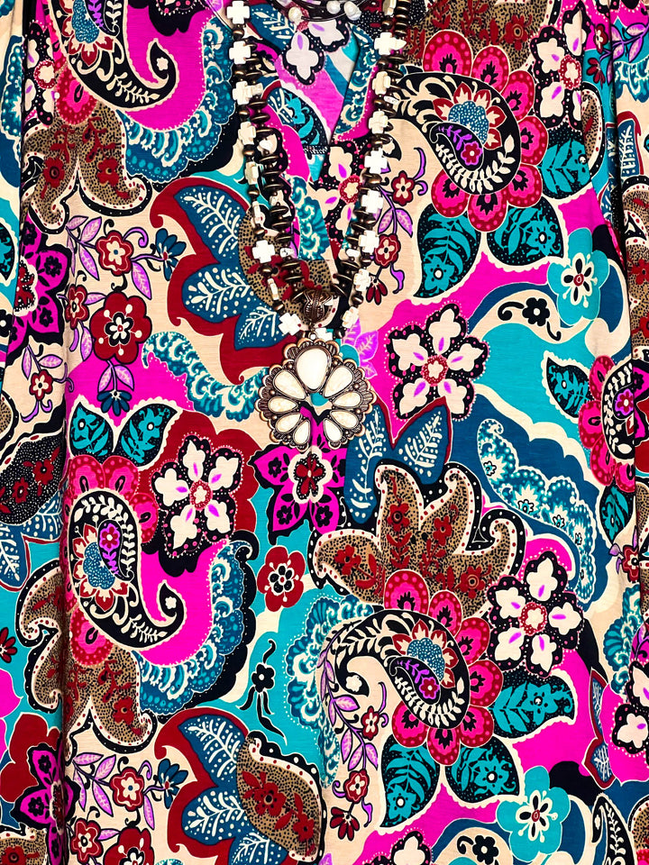 A Beautiful Radiance Paisley Print Blouse in Multi-Color