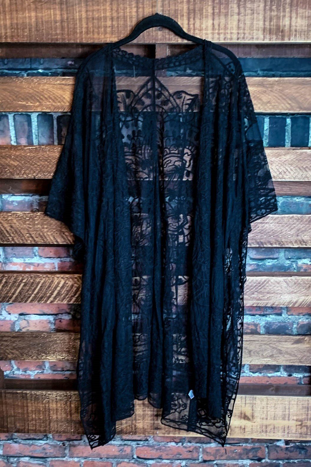 A Fabulous Heart Lace Black Duster Kimono