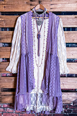THE BEST LACE BLUE DENIM SLEEVELESS LONG TUNIC