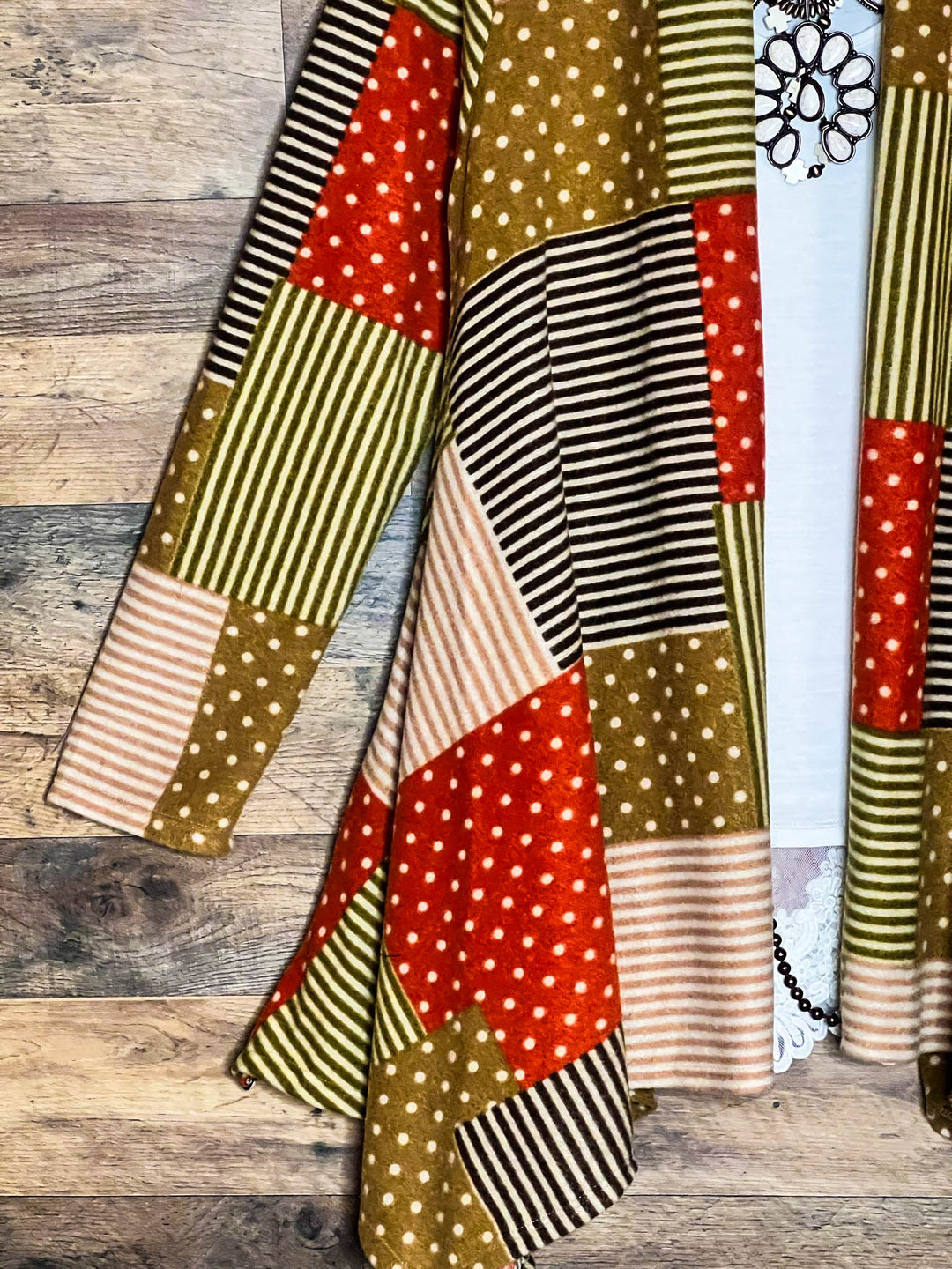 24-26 SIZE - PATCHWORK PRINT MULTI-COLOR CARDIGAN----SALE