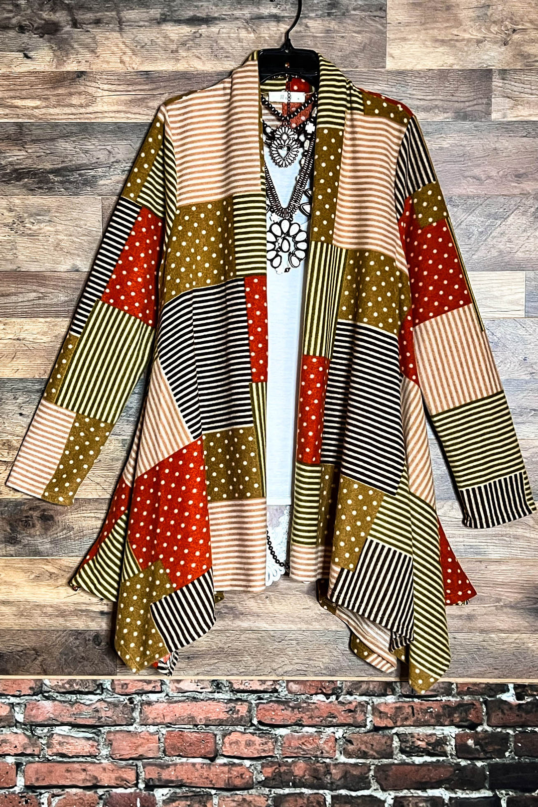 24-26 SIZE - PATCHWORK PRINT MULTI-COLOR CARDIGAN----SALE