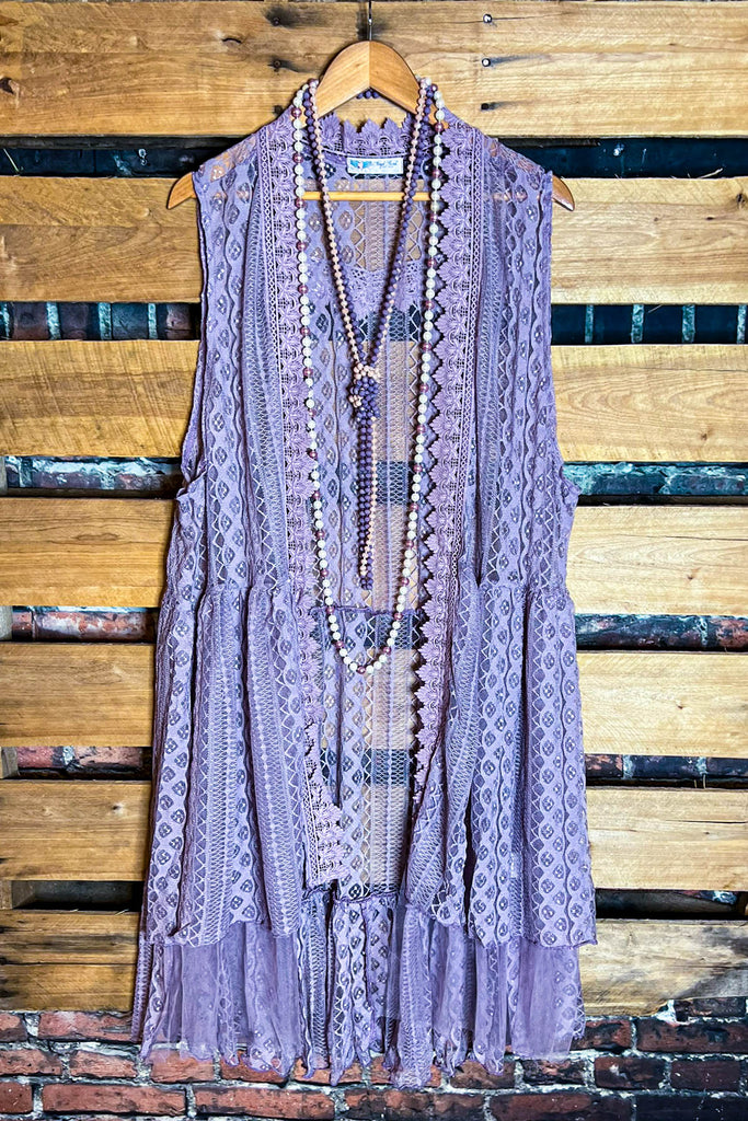 DARLING GRACEFUL WAYS LAVENDER TIMELESS LACE VEST