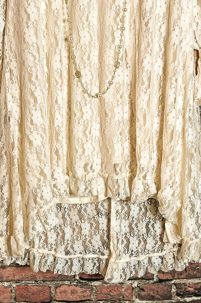 LOVE OF MY LIFE LACE LAYERED TUNIC DRESS IN BEIGE NATURAL