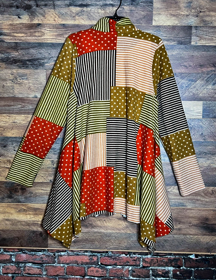 24-26 SIZE - PATCHWORK PRINT MULTI-COLOR CARDIGAN----SALE