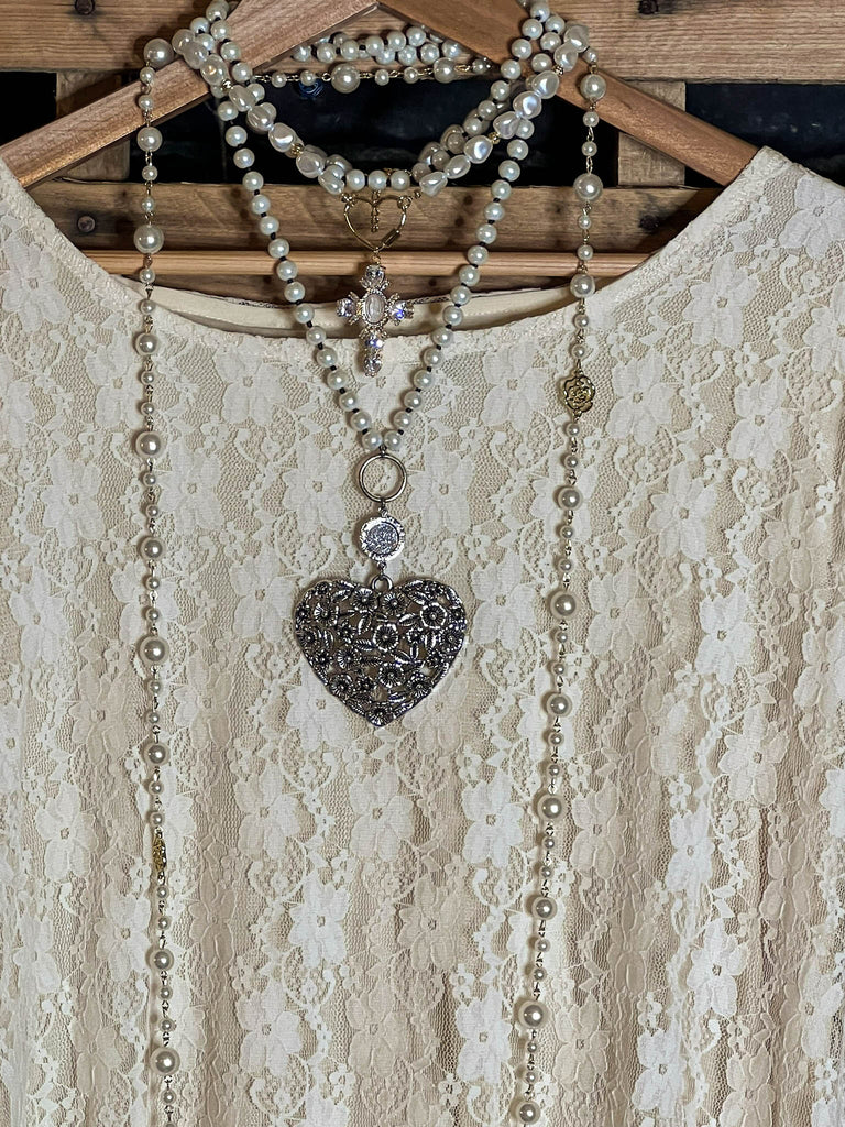 LOVE OF MY LIFE LACE LAYERED TUNIC DRESS IN BEIGE NATURAL
