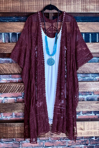 A FABULOUS HEART LACE SAGE DUSTER CARDIGAN KIMONO