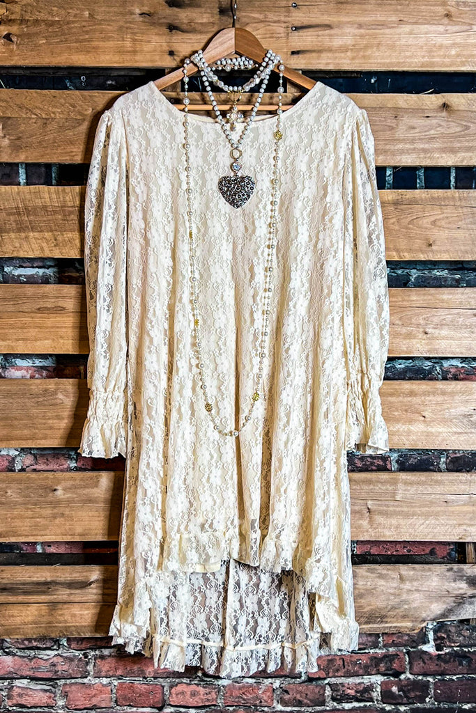 LOVE OF MY LIFE LACE LAYERED TUNIC DRESS IN BEIGE NATURAL
