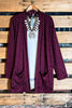 Keep Things Simple Pad Pockets Cardigan in Burgundy