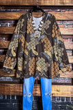 LOVE YOU IS EASY PAISLEY HACCI SOFT TUNIC IN BROWN