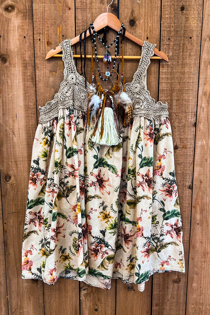 Whispering Blooms Crochet Top Dress -100% Cotton