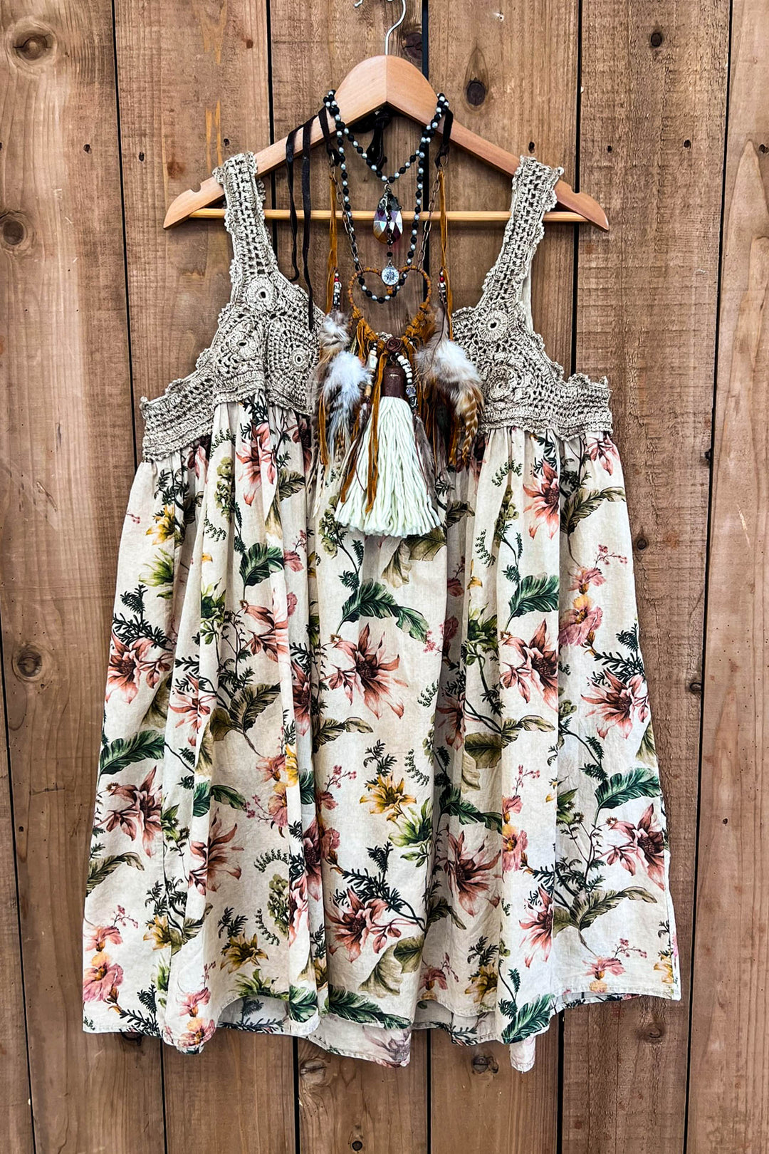 Whispering Blooms Crochet Top Dress -100% Cotton