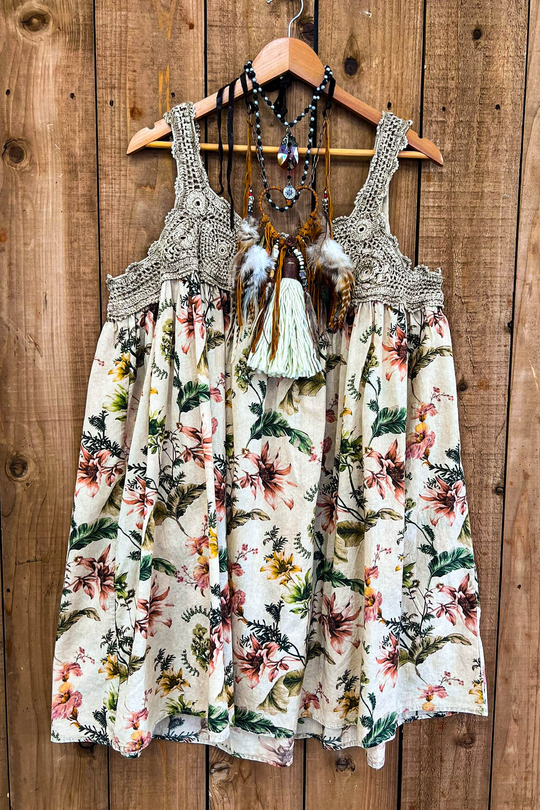 Whispering Blooms Crochet Top Dress -100% Cotton