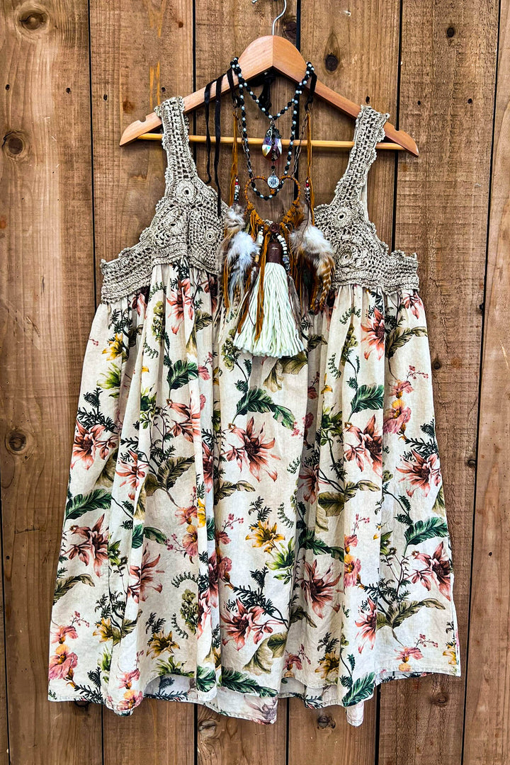 Whispering Blooms Crochet Top Dress -100% Cotton
