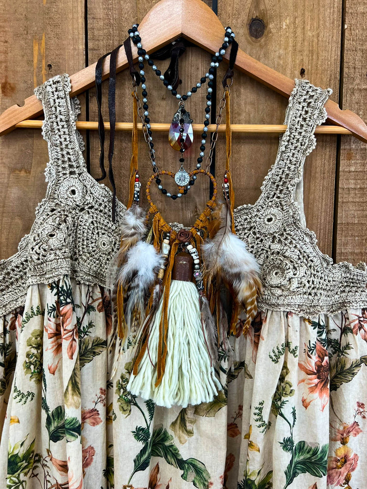 Whispering Blooms Crochet Top Dress -100% Cotton