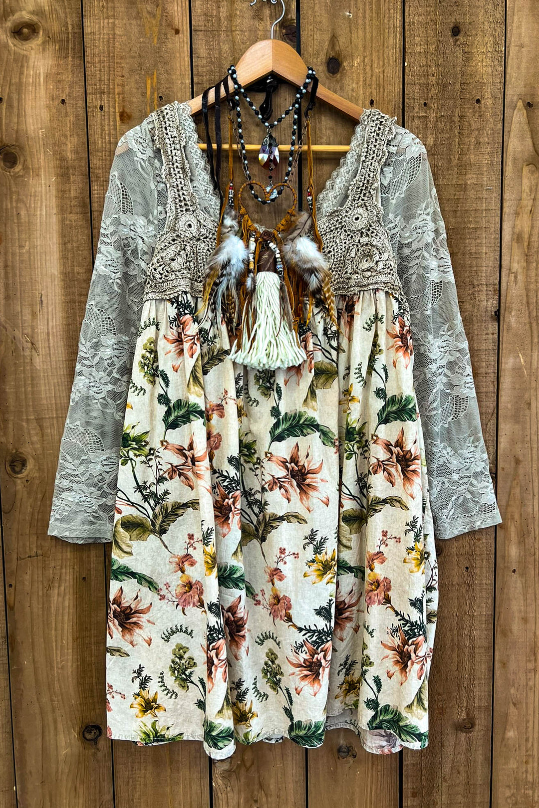 Whispering Blooms Crochet Top Dress -100% Cotton