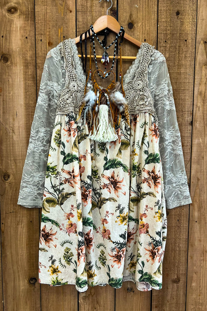 Whispering Blooms Crochet Top Dress -100% Cotton