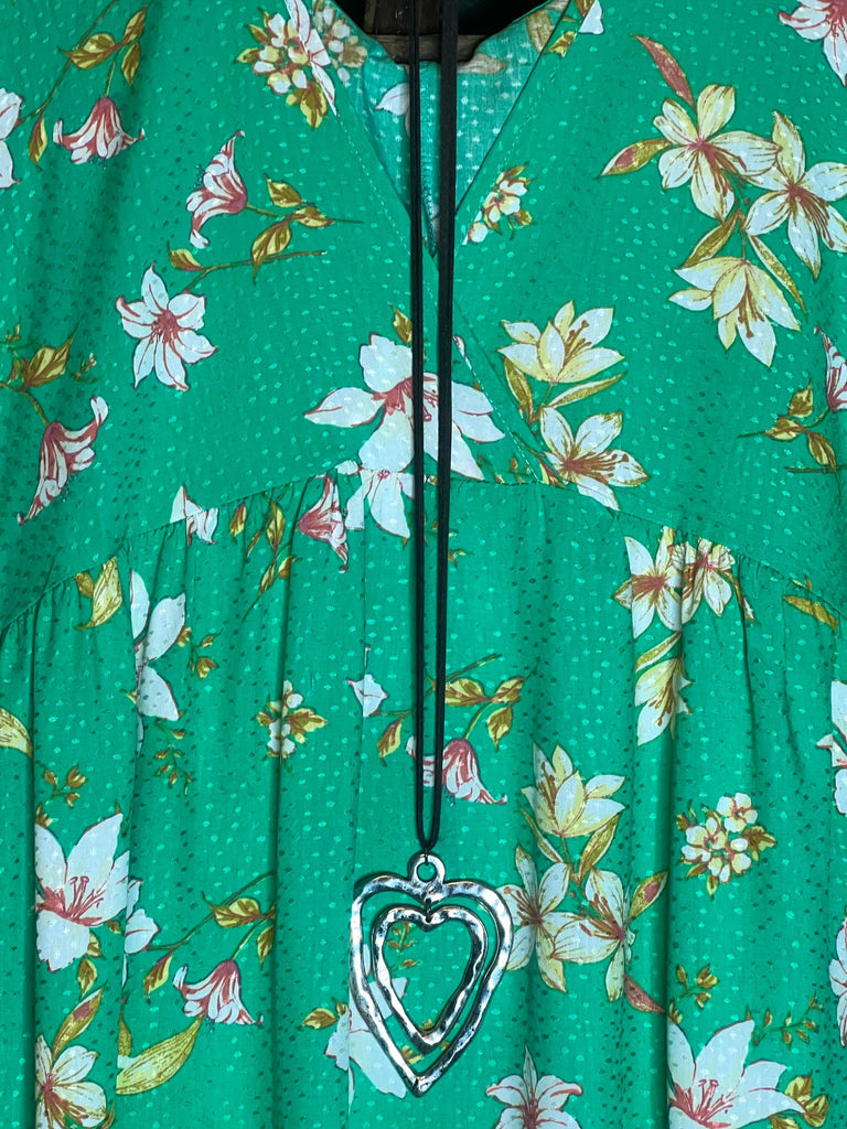 Enjoy Each Day Kelly Green Floral Tunic