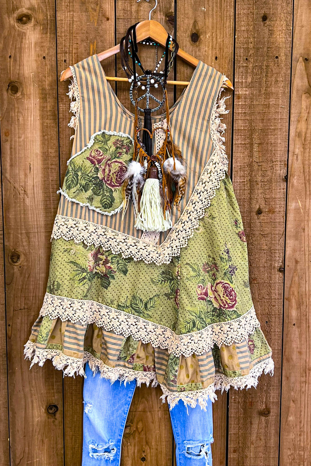 Patched in Dreams Vintage Shabby Tunic  100% Cotton