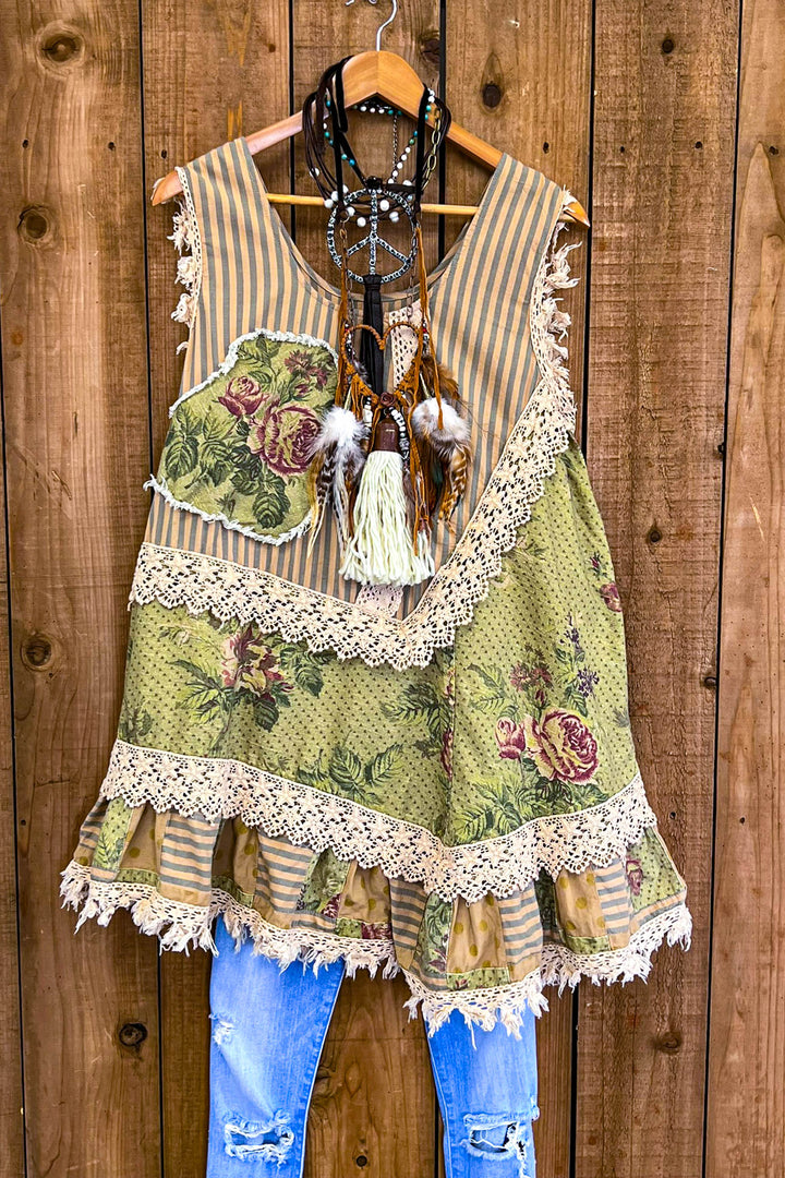 Patched in Dreams Vintage Shabby Tunic  100% Cotton