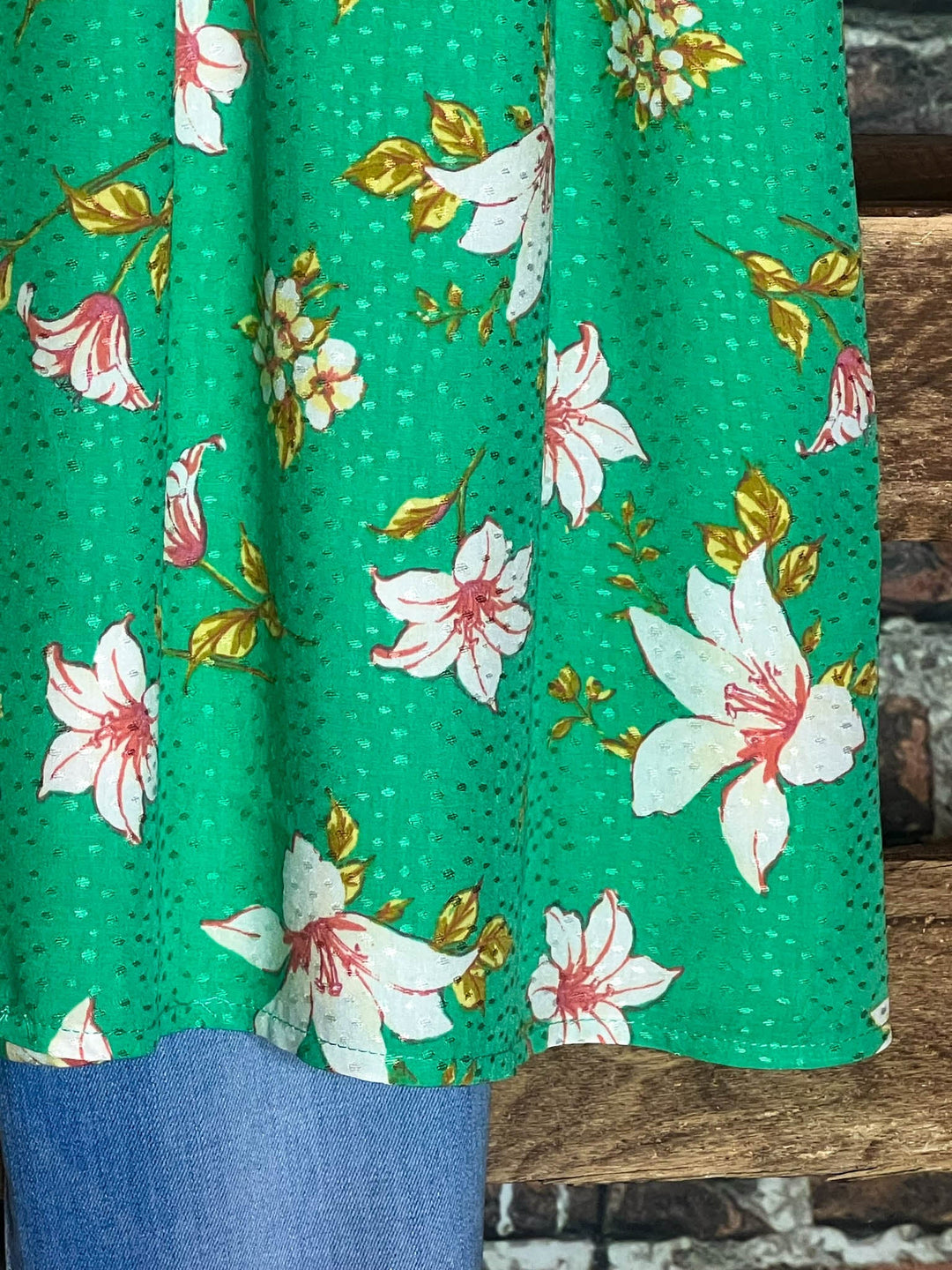 Enjoy Each Day Kelly Green Floral Tunic