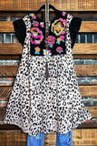 EMBRACE THE JOY ROSES EMBROIDERED & LEOPARD PRINT DRESS