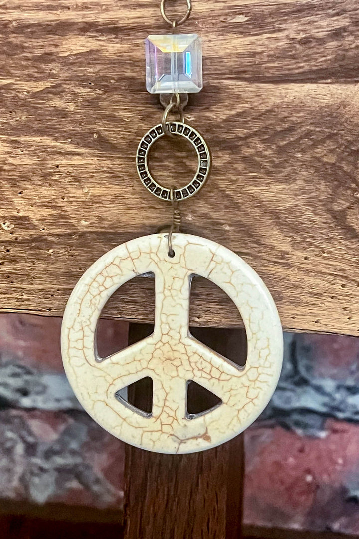 Lost In A Dream Peace Sign Crystal Necklace