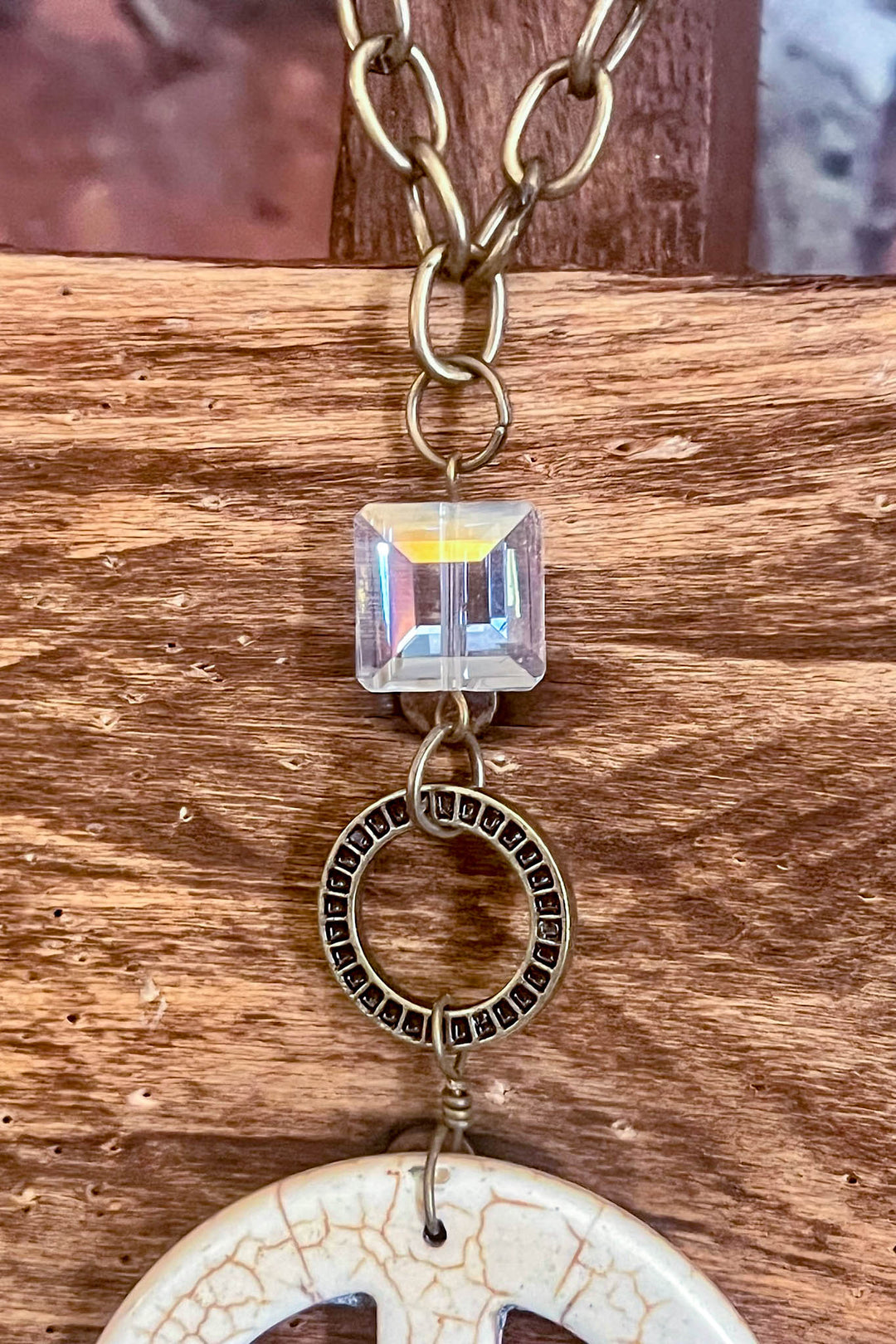 Lost In A Dream Peace Sign Crystal Necklace