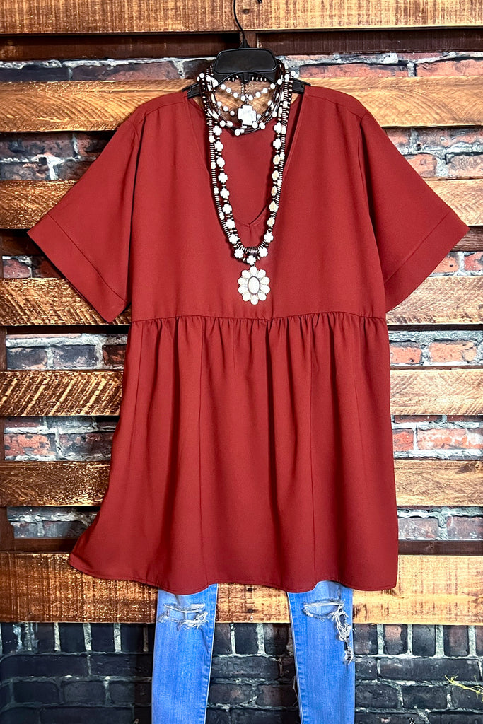 Casual Perfect Day Comfy Tunic in Rust