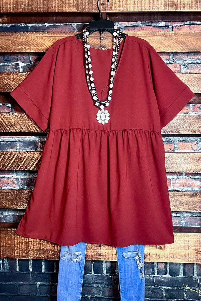 Casual Perfect Day Comfy Tunic in Rust
